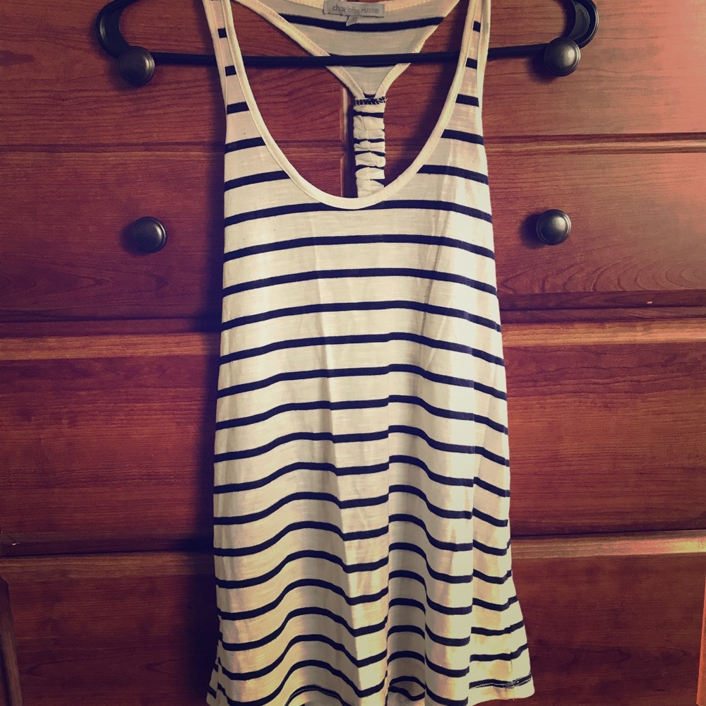 Charlotte Russe navy and white striped tank top.